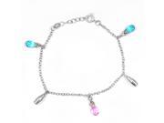 Orchid Jewelry 925 Sterling Silver Pink and Blue Glass Bracelet