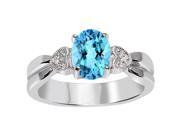 Orchid Jewelry 925 Sterling Silver 1 5 8 Carat Blue Topaz and Diamond Accent Engagement Ring