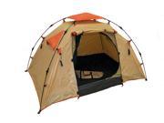Genji Sports one piece one step setup family Camping Tent 3P fits 2 twin size air mattress or one king size air mattress Large D shape 3 layers door with me