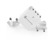 USB Charger Plug Syncwire 4 Port Wall Charger with US UK EU International Travel Adapter Lifetime Warranty for Apple iPhone iPad Samsung Smartphone Tablet Pow