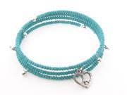 925 Sterling Silver Memory Wire Heshi Turquoise Bead Heart Peace Sign Charm Bangle Bracelet