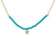 Silver Gold Plated Center Turquoise Beads Cz Flower Charm 16 2