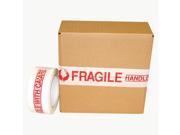 JVCC PP20 Printed Packaging Tape 2 in. x 110 yds. White with Red FRAGILE HANDLE WITH CARE printing