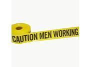 JVCC BR 1 Barricade Tape 3 in. x 1000 ft. Yellow with Black CAUTION MEN WORKING printing 2.5 mil thick