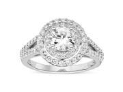 Forever Classic Round Cut 6.0mm Moissanite Halo Ring size 9 1.42cttw DEW