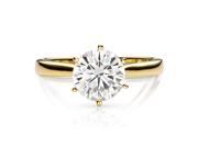 14K Yellow Gold Round Brilliant Cut 8.0mm Moissanite Solitaire Engagement Ring size 7 1.90ct DEW