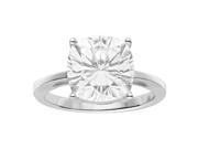 14K White Gold Cushion Cut 9.5mm Moissanite Solitaire Engagement Ring size 9 4.20ct DEW