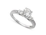 Forever Brilliant 6.5mm Moissanite Three Stone Engagement Ring size 6 1.32cttw DEW