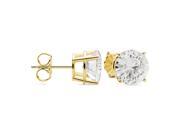 Forever Brilliant Yellow Gold 7.5mm Round Moissanite Stud Earrings 3.00cttw DEW