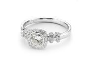 6.0mm Cushion Cut Moissanite Halo Ring size 10 1.48cttw DEW