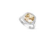 Yellow Citrine Cushion Cut and Moissanite Halo Ring Size 9
