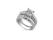 Forever Classic Square 7.0mm Moissanite Engagement Ring Set size 6.5 2.10ct DEW