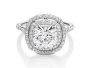 Forever Brilliant Cushion 8.0mm Moissanite Engagement Ring size 7 2.90cttw DEW