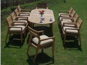 WholesaleTeak 7 Pc Luxurious Grade A Teak Dining Set Large 118 Oval Table And 6 Vellore Stacking Arm Chairs NEDSVLf