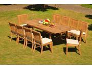 WholesaleTeak 11 Pc Luxurious Grade A Teak Dining Set 94 Rectangle Table and 10 Stacking Arbor Armless Chairs NEDSAB14