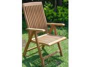 WholesaleTeak Grade A Teak Wood Luxurious Reclining Folding Arm Captain Dining Chair [Model Marley] NEDCARMR