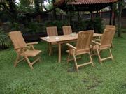 WholesaleTeak 7 Pc Luxurious Grade A Teak Dining Set 94 Rectangle Table And 6 Marley Reclining Arm Chairs NEDSMR8