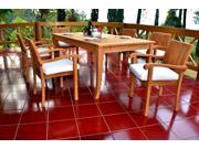 WholesaleTeak 7 Pc Luxurious Grade A Teak Dining Set Atnas 118 Premium Double Extension Rectangle Table 6 Napa Stacking Arm Chairs NEDSNP11