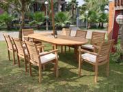 WholesaleTeak 7 Pc Luxurious Grade A Set 94 Oval Table and 6 Hari Stacking Arm Chairs NEDSHR4