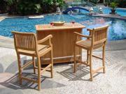 WholesaleTeak Grade A Teak Outdoor Patio 3 Piece Giva Bar Set Bar Cabinet With 2 Bar 30 Seat High Arm Chairs NEBR1