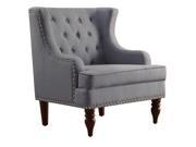 Jewel Tufted Wingback Club Chair Grey