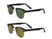 Classic Clubmaster Style Sunglasses Set of 2 Pairs Black Tortoise