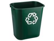 Deskside Paper Recycling Container Rectangular Plastic 7 Gal Green