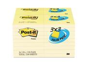 Note Pad 3 X 3 Canary Yellow 90 Sheet 36 pack