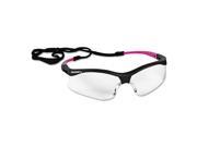 V30 Nemesis Safety Eyewear Small Black Frame W pink Tips Clear Lens 12 ctn