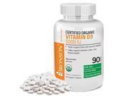 Bronson Vitamin D3 5000 IU Certified Organic Vitamin D Non GMO USDA Certified 90 Tablets