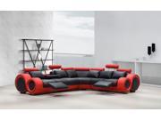 4087 Modern Black and Red Leather Sectional Sofa