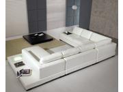 T35 White Leather Sectional Sofa With Lights