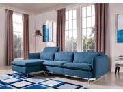 Divani Casa Aleida Modern Blue Fabric Sectional Sofa