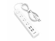 HAVIT HV A304U USB Power Powerport Strip with 4 Port USB Charging Stations and 3 AC Outlets Plus Home Office Surge Protector with 5 Cord for Smartphone and Ta