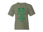 Shop4Ever Youth Keep Calm Irish On Green St. Patrick's Day Graphic Youth T-Shirt X-Small Military Green Shop4Ever Youth Keep Calm Irish On Green St. Patrick's Day Graphic Youth T-Shirt X-Small Military Green