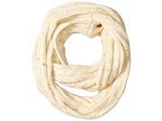 Bearpaw Women s Cable Knit Infinity Scarf with Multicolor Flecked Yarns Ivory One Size