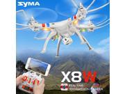 Real Time Wifi FPV RC Drone Syma X8W Headless Mode Drones 2.4G W HD Camera Gyro 2pcs 2000MAH Li ion Batteries White Color
