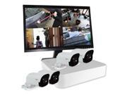 REVO America RU41B4GM22 1T Ultra HD 4 in 1TB NVR Surveillance System with 4 x 4 Megapixel Bullet Cameras 22 in. Monitor White