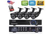 FLOUREON 8CH 1080N AHD DVR 4X Outdoor 2000TVL 960P 1.3MP Surveillance Security Camera System IP Night Vision Built in 1TB HDD