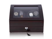 Automatic Rotation 4 6 Luxury Wood Watch Winder Leather Storage Display Case Box