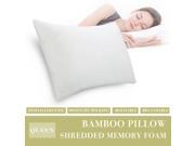 LANGRIA Ultra Luxury Bamboo Shredded Memory Foam Pillow with Removable Cool White Cover Queen Size