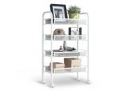 LANGRIA 4 Tier Metal Mesh Rolling Cart Trolly Organizer Shelves Storage Cart on Wheels Portable Utility Kitchen Office Easy Moving