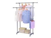 Finether Commercial Grade Adjustable Rolling Clothing Garment Rack Drying Hanging Storage Organization Double Rail
