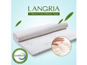 LANGRIA 2 Inch Memory Foam Mattress Topper with Removable Hypoallergenic Bamboo Cover CertiPUR US Certified Queen