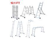 12.1 FT Heavy Duty Multi Purpose Extension Aluminum Folding Ladder 330 lb Capacity