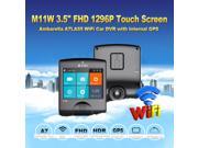 3.5 Touch Screen Wireless WiFi FHD 2304x1296P Camcorder Car DVR Camera Recorder Dash Cam GPS Logger with LDWS Application G sensor Night Vision