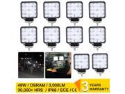 10X 48W Square Flood LED Work Light Bar Off Road 4WD Car Driving Lamp for Truck Boat ATV SUV, Waterproof IP68 10X 48W Square Flood LED Work Light Bar Off Road 4WD Car Driving Lamp for Truck Boat ATV SUV, Waterproof IP68