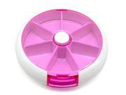 PuTwo 7 Day Round Pill Box Tray Medicine Vitamins Storage Container Dispenser Pink 4.2 Ounce