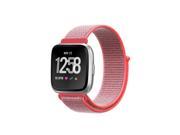 For Fitbit Versa Bands, Lightweight Nylon Sport Loop Wrist Strap Replacement Band Adjustable Closure Wristband Hot Pink
