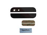 SuperiParts Original Top and Bottom Back Glass Replacement Camera and Flash Lens Preinstalled For Apple iPhone 5S Stickers SuperiParts Cloth Black